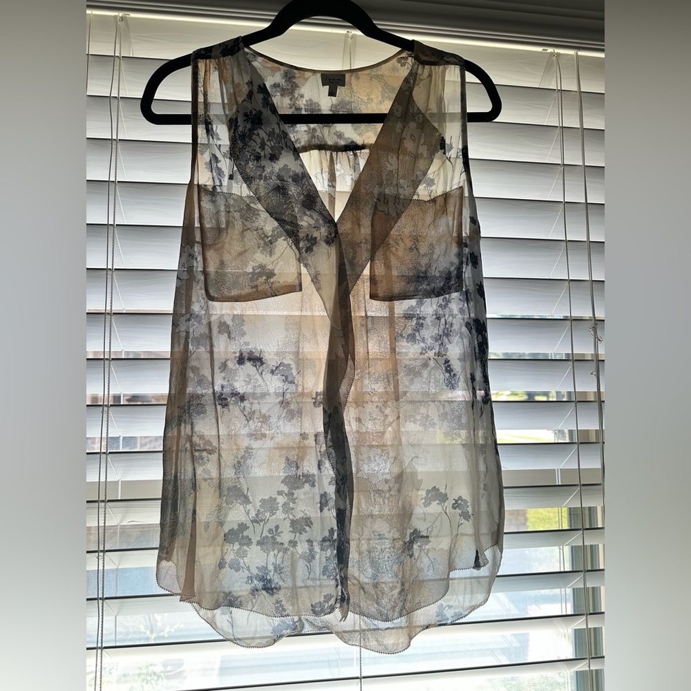 Babaton Silk Floral Sleeveless Blouse - Cream and Black